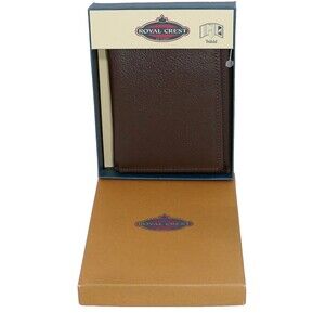 Royal Crest Men's Brown Tri-fold Cowhide Leather Wallet